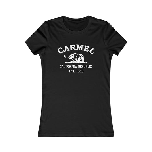Carmel California Vintage Retro Womens Fitted Ringspun Cotton Tee - White Logo