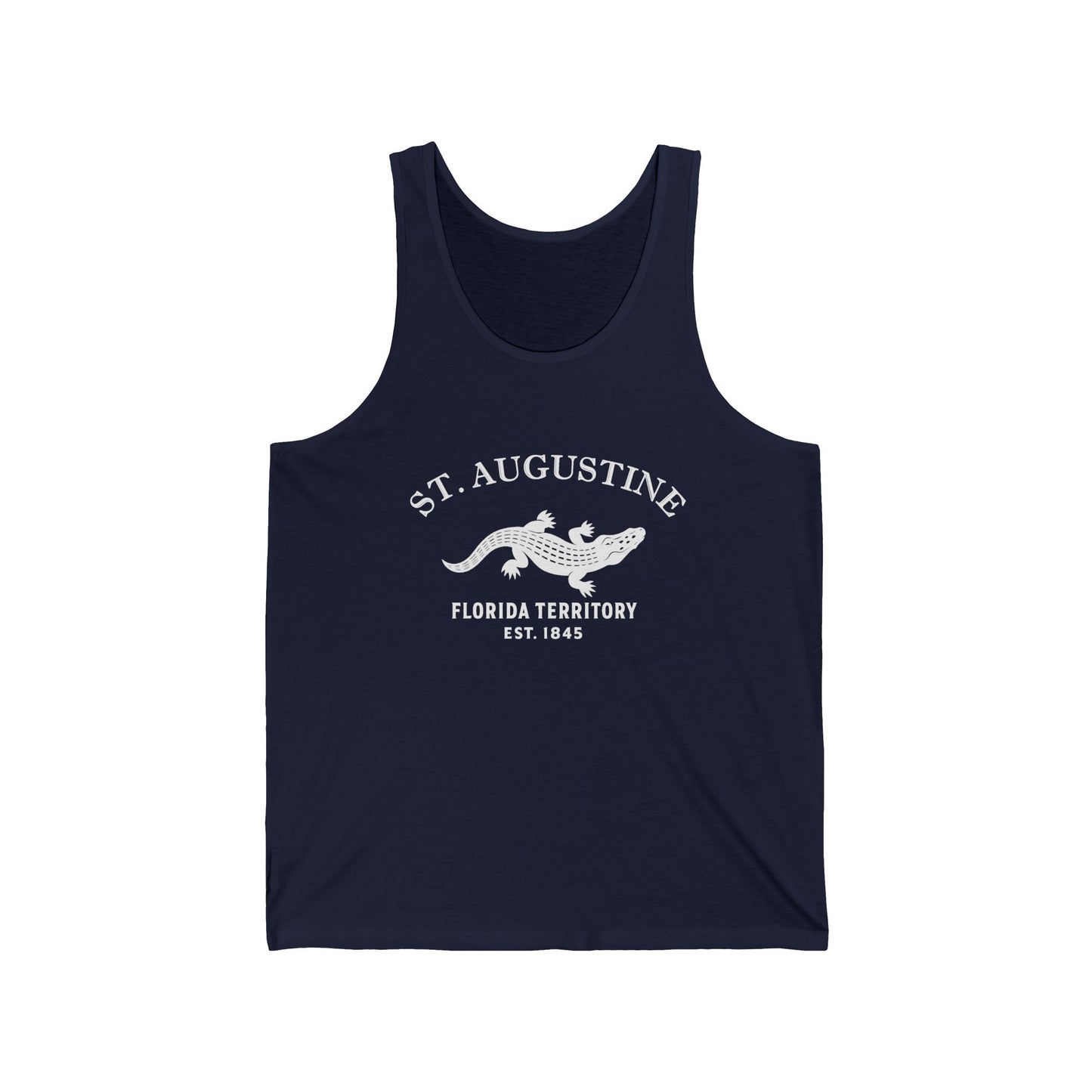 St Augustine Florida Vintage Retro Unisex Cotton Jersey Tank Top - White Logo