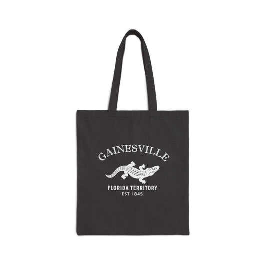 Gainesville Florida Vintage Retro Cotton Canvas Tote Bag - White Logo