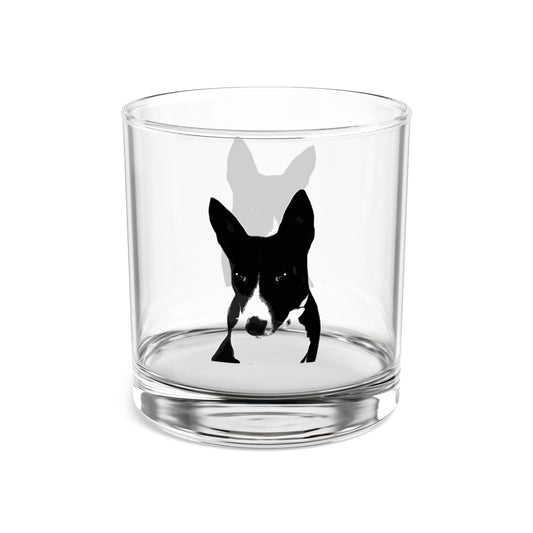 A Life Well Lived Basenji Retro Art Whisky Glass - Black Logo