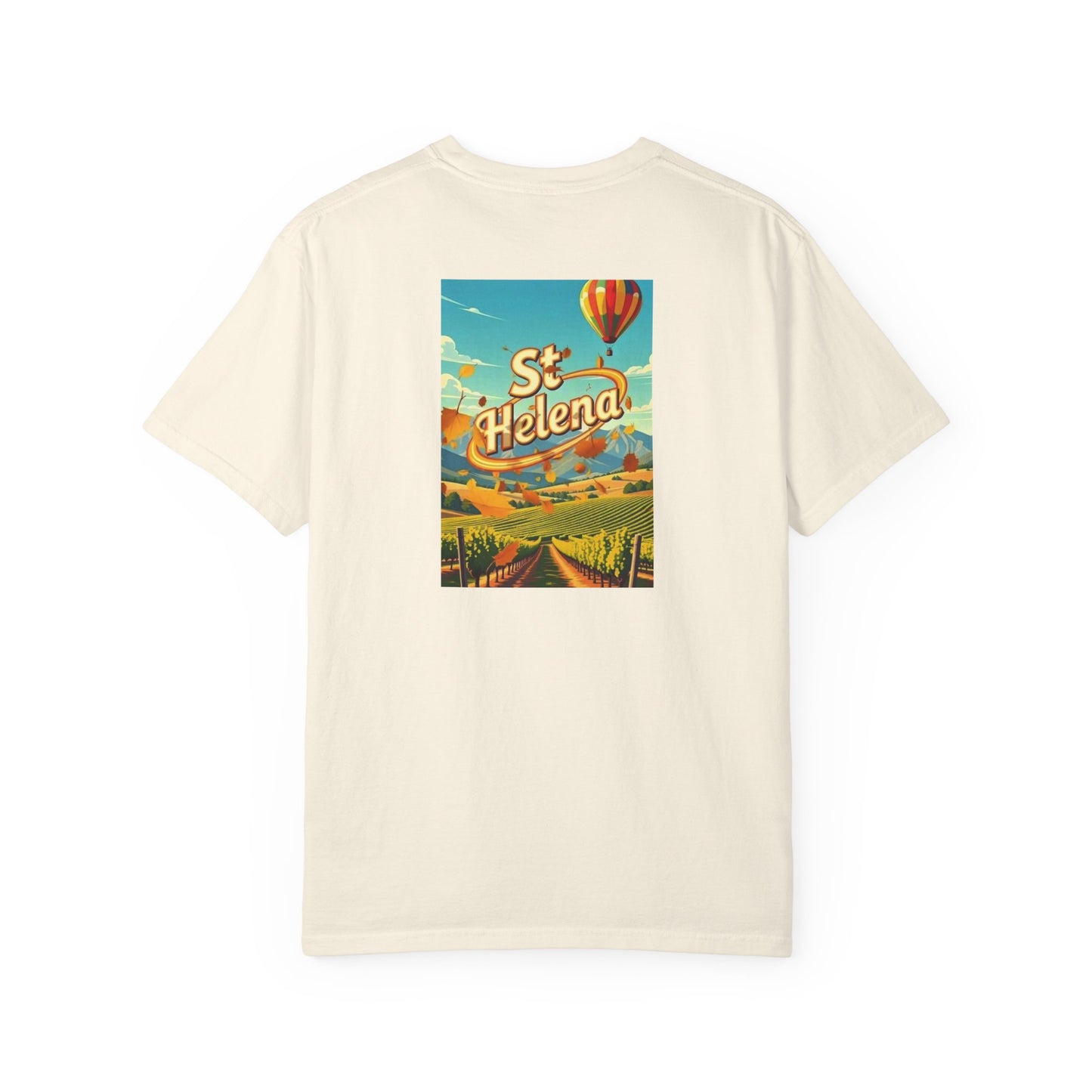 St Helena California Vintage Retro Back Printed Art Series Cotton Tee - Black Logo