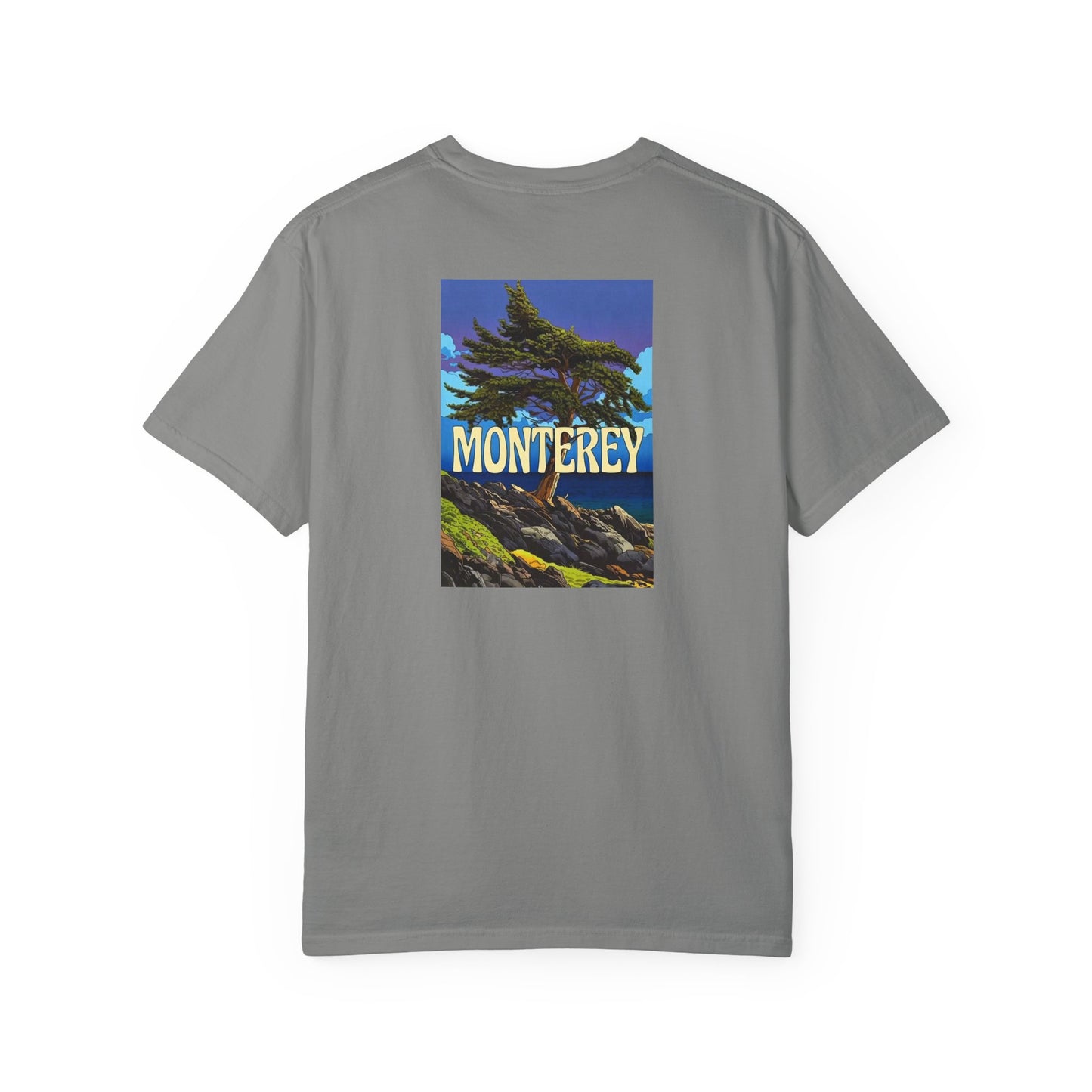 Monterey California Vintage Retro Back Printed Art Series Cotton Tee - Black Logo