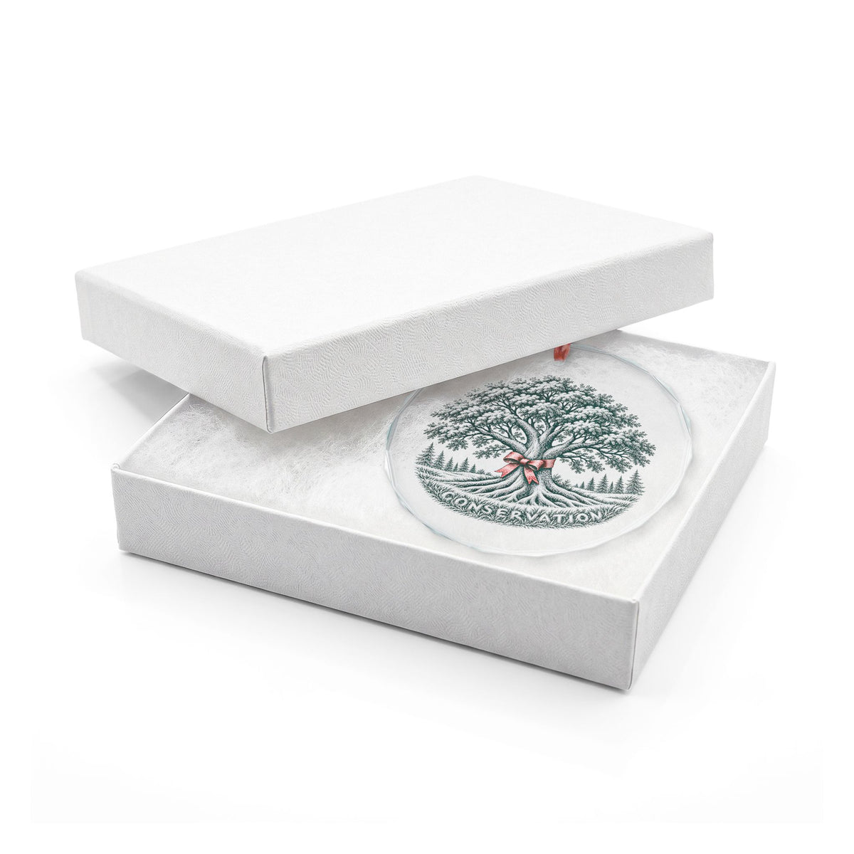 Faceted Crystal Holiday Ornament Boxed in White, Land Conservation Art, Heritage Series
