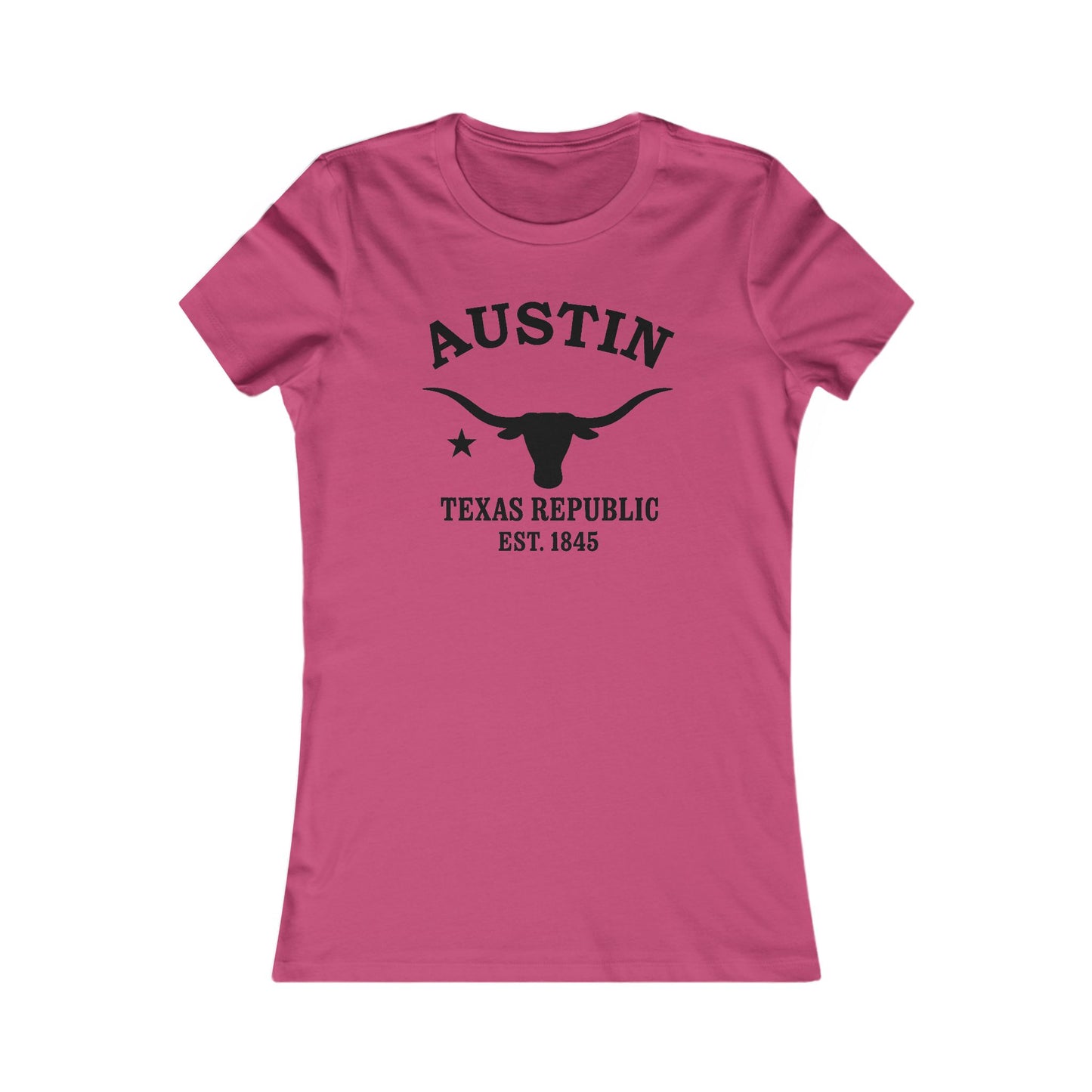 Austin Texas Ringspun Cotten Fitted Vintage Retro Womens Tee - Black Logo