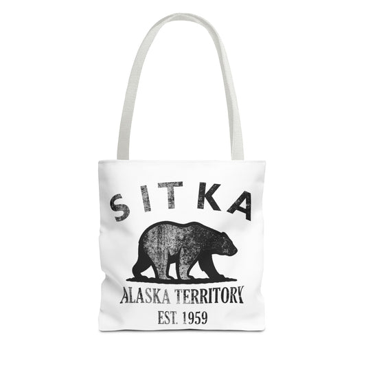 Sitka Alaska Vintage Retro Light Canvas Tote - Black Logo