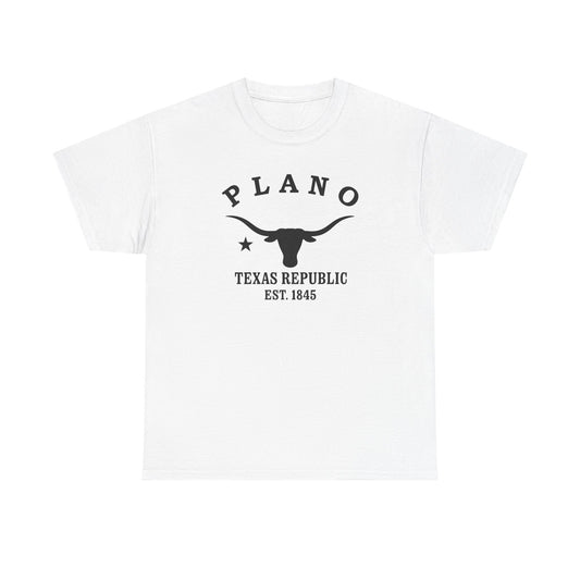 Plano Texas Vintage Retro Unisex Heavy Cotton Tee - Black Logo
