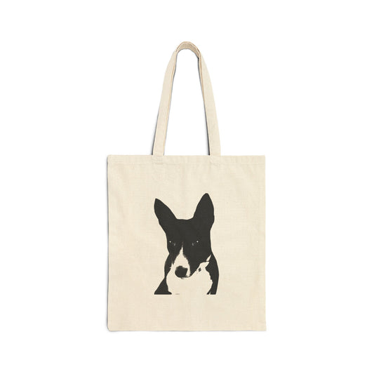 A Life Well Lived Basenji Retro Canvas Cotton Tote Bag - Black Logo
