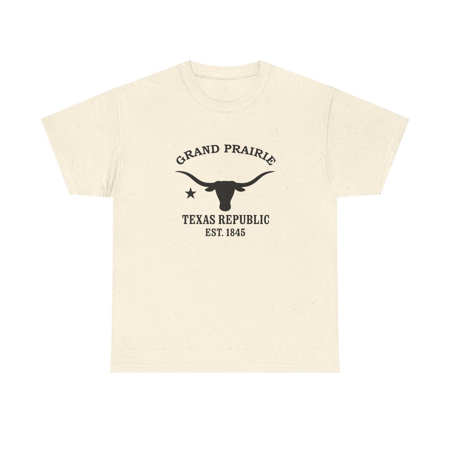Grand Prairie Texas Vintage Retro Unisex Heavy Cotton Tee - Black Logo