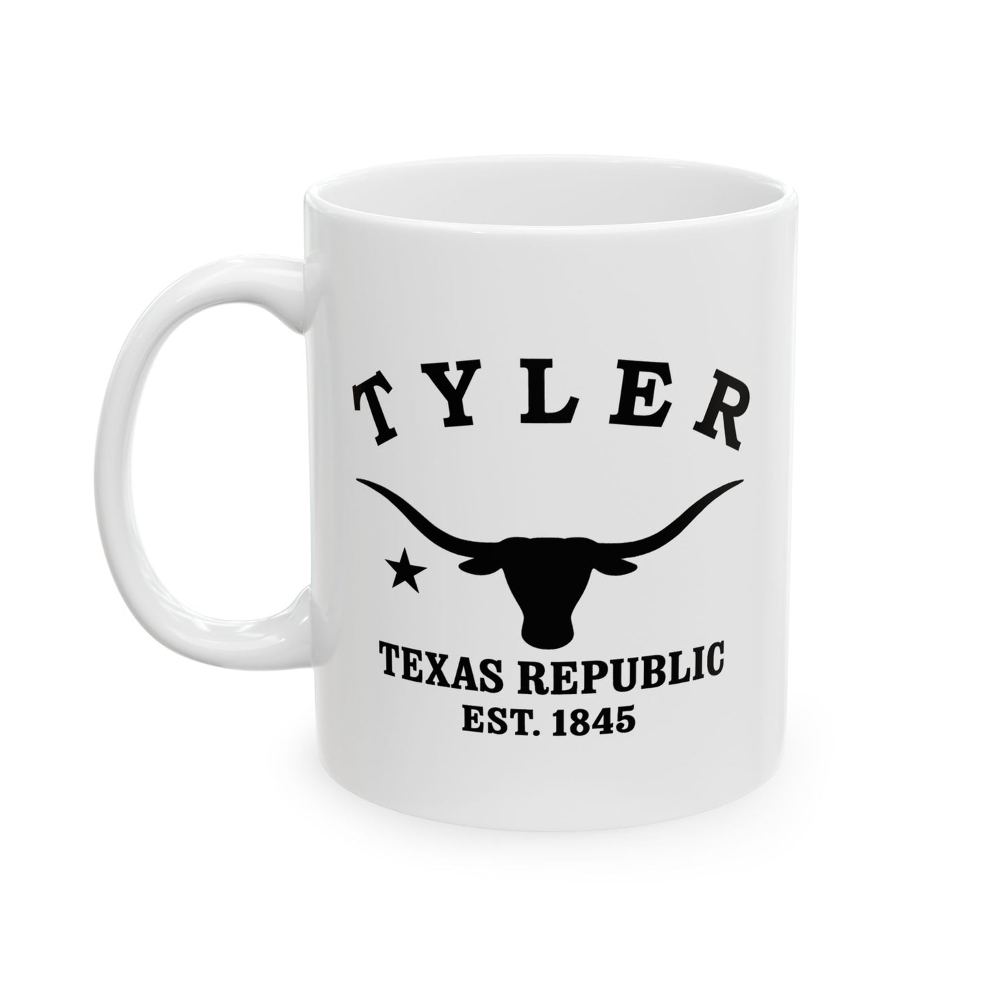 Tyler Texas Vintage Retro Ceramic Mug - Black Logo