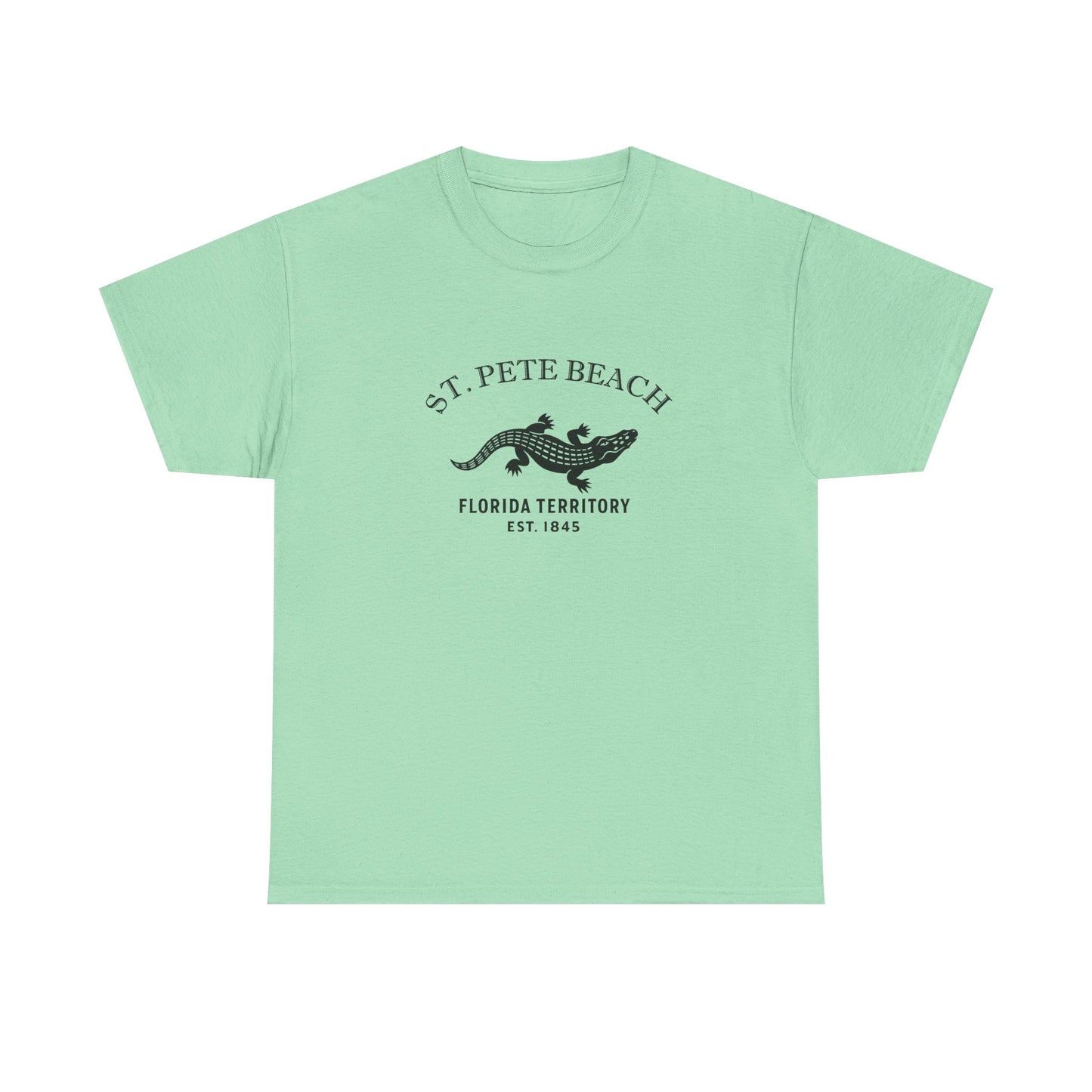 St Pete Beach Florida Vintage Retro Unisex Heavy Cotton Tee - Black Logo