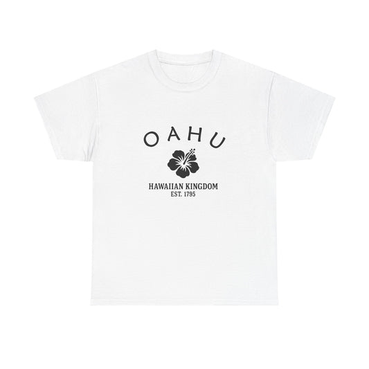 Oahu Hawaii Vintage Retro Unisex Heavy Cotton Tee - Black Logo