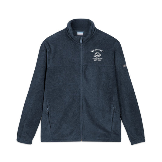 Westport Connecticut Vintage Retro Unisex Embroidered Fleece Jacket - White Logo