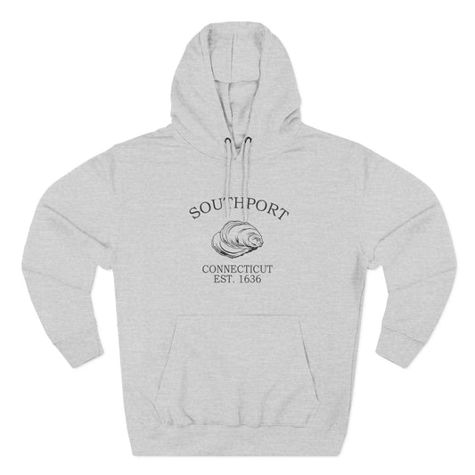 Southport Connecticut Vintage Retro Unisex Heavy Cotton Hoodie - Black Logo