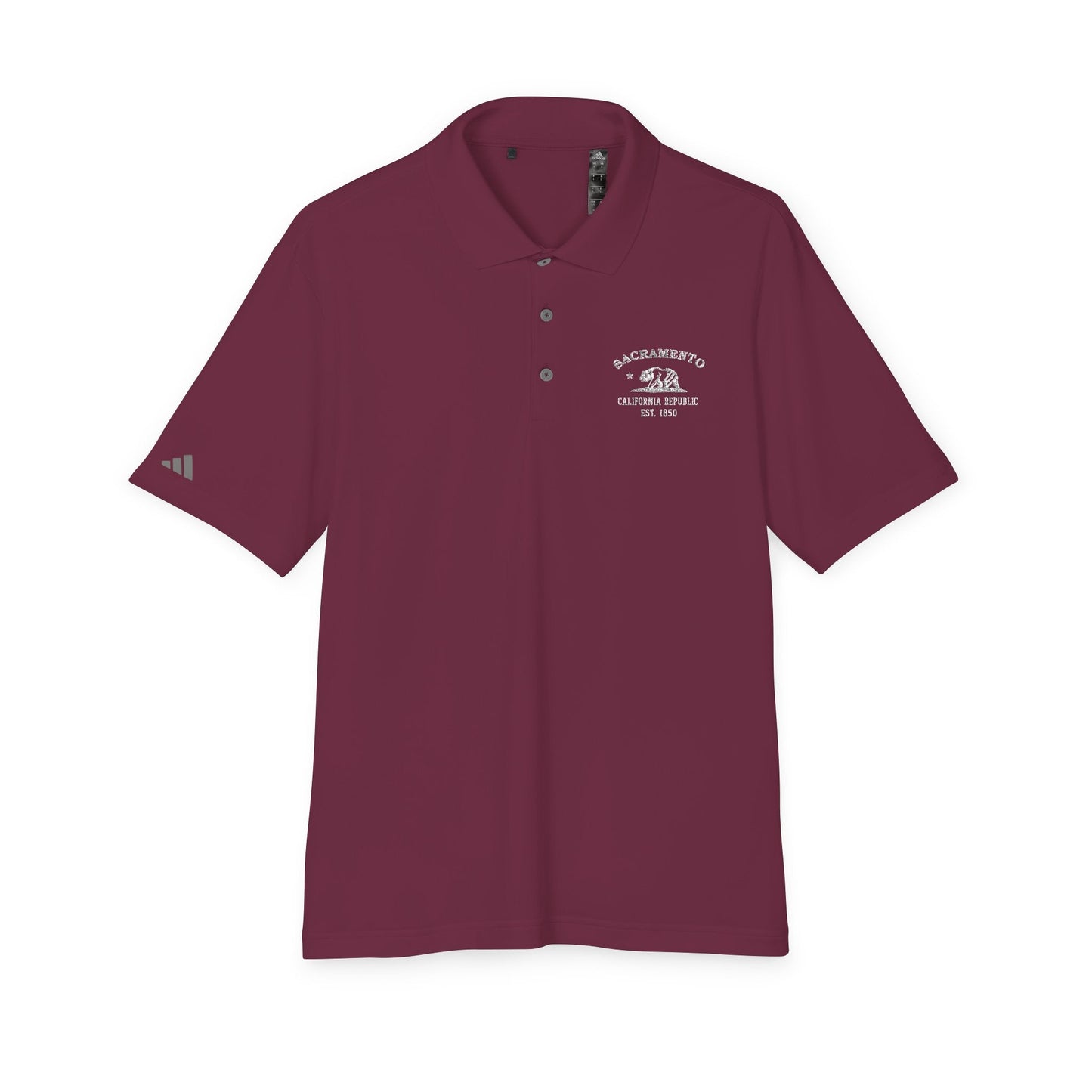 Sacramento California Embroidered Vintage Retro Performance Polo Shirt - White Logo