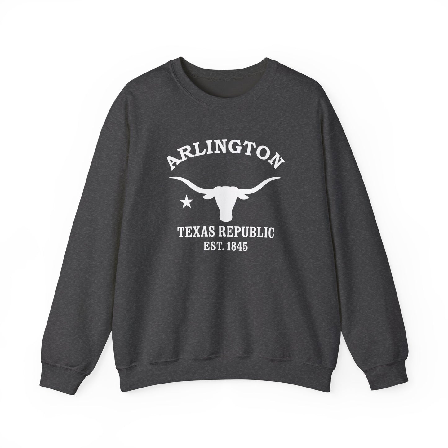 Arlington Texas Vintage Retro Unisex Heavy Crewneck Sweatshirt - White Logo