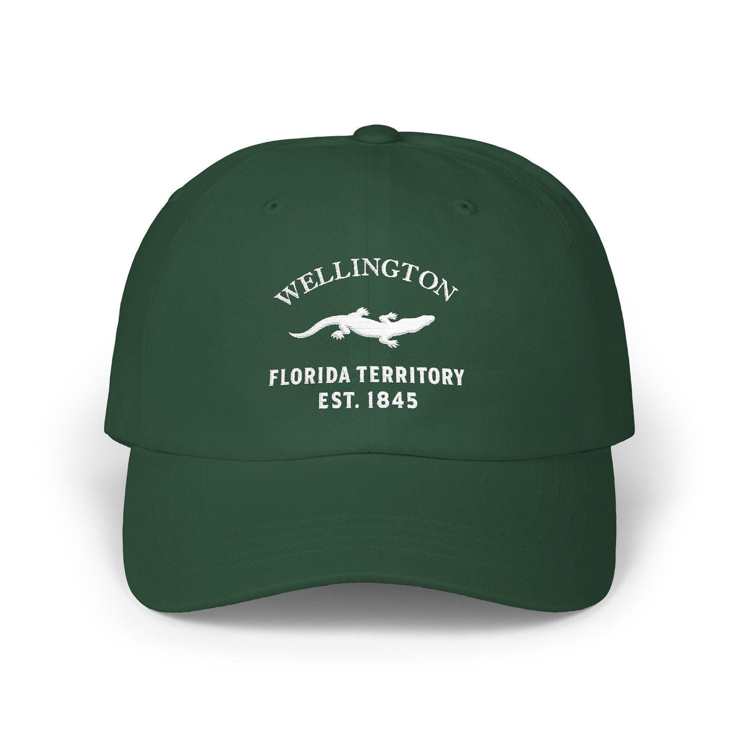 Wellington Florida Classic Embroidered Vintage Retro Cotton Cap - White Logo
