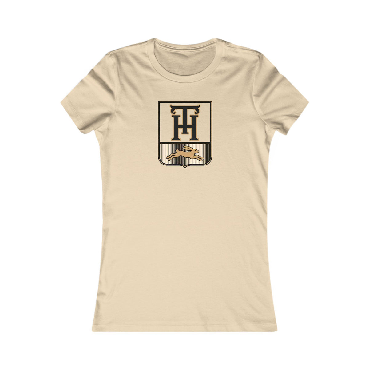 Soft Cream Team Haas Women's Fitted Tee with the TH Family Crest, Ringspun Cotton