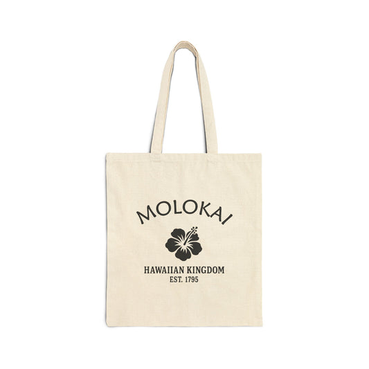 Molokai Hawaii Vintage Retro Cotton Canvas Tote Bag - Black Logo