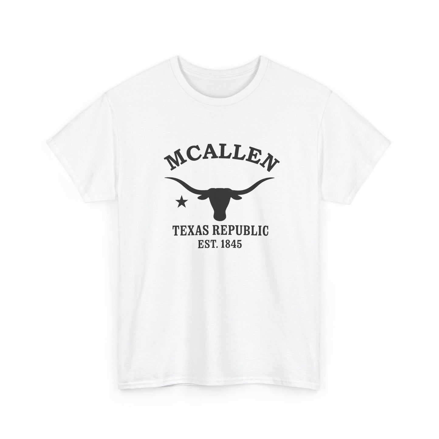 McAllen Texas Vintage Retro Unisex Heavy Cotton Tee - Black Logo