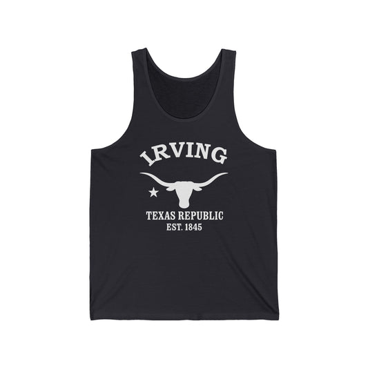 Irving Texas Vintage Retro Unisex Cotton Jersey Tank Top - White Logo