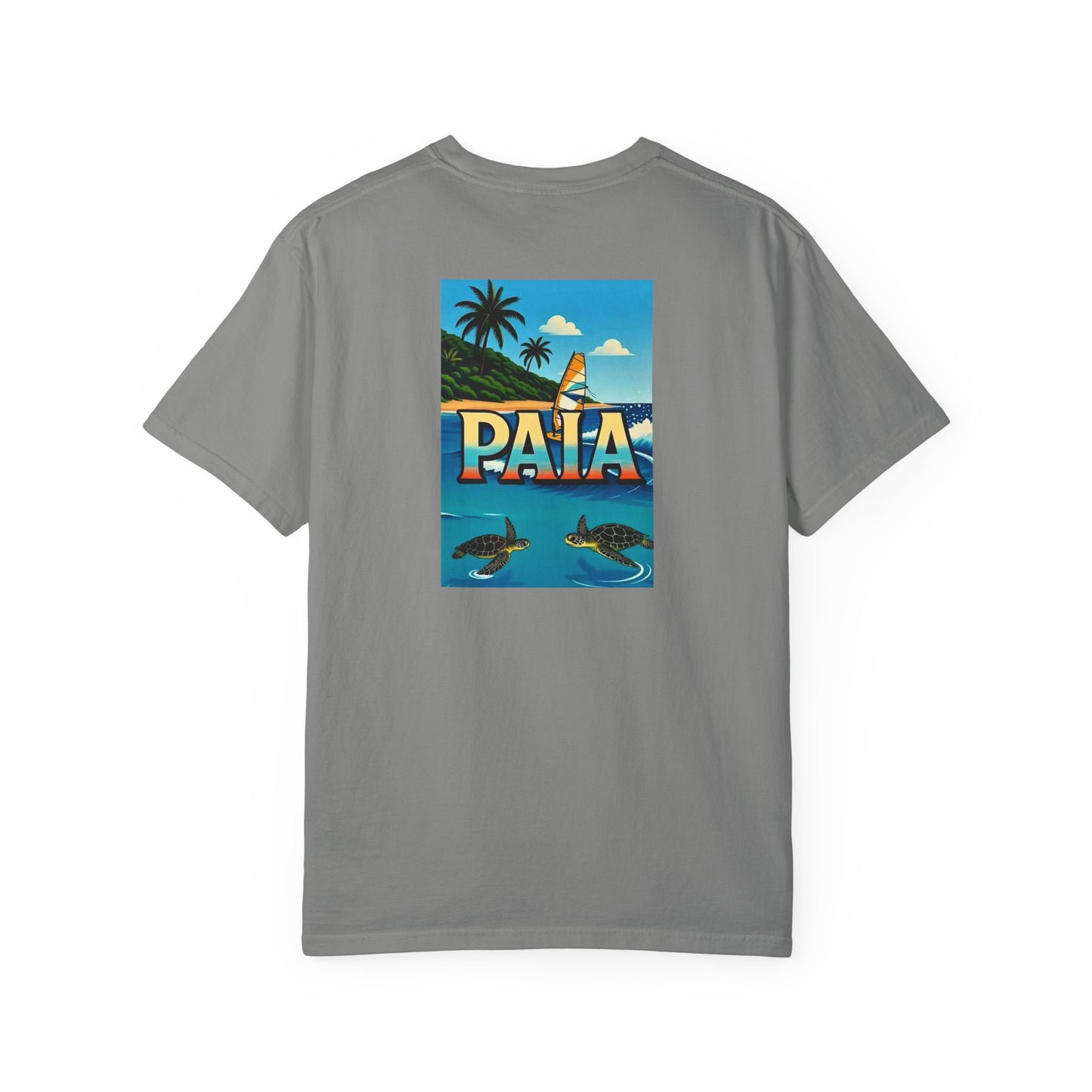 Paia Hawaii Vintage Retro Back Printed Art Series Cotton Tee - Black Logo