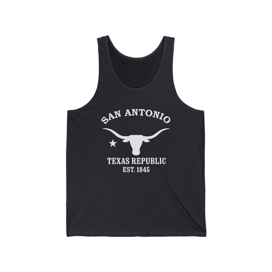 San Antonio Texas Vintage Retro Unisex Cotton Jersey Tank Top - White Logo