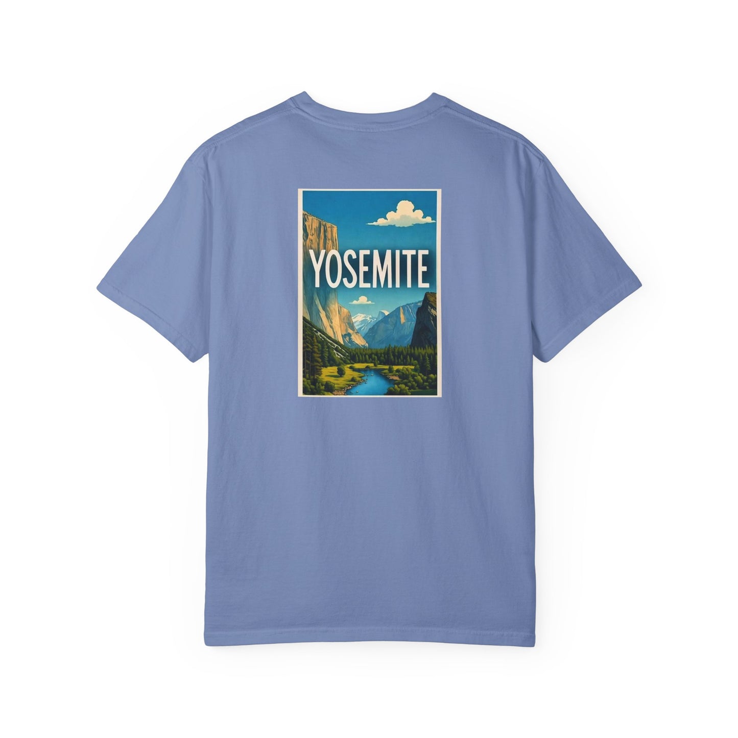 Yosemite California Vintage Retro Back Printed Art Series Cotton Tee - Black Logo