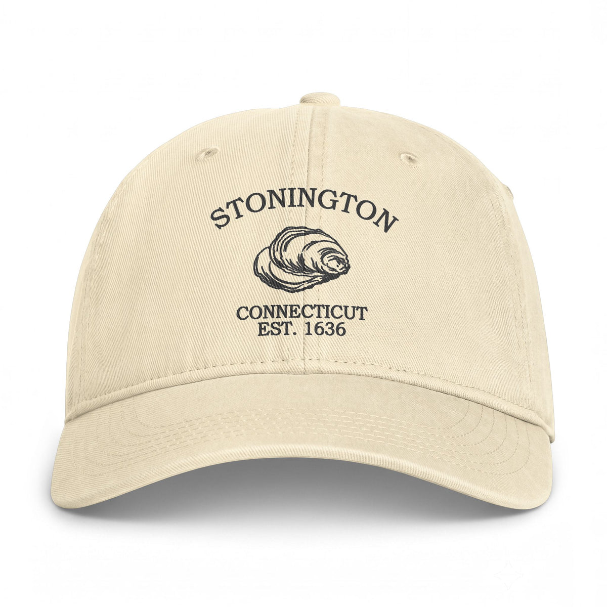 Stonington Connecticut Distressed Cotton Cap - Charcoal Print Logo