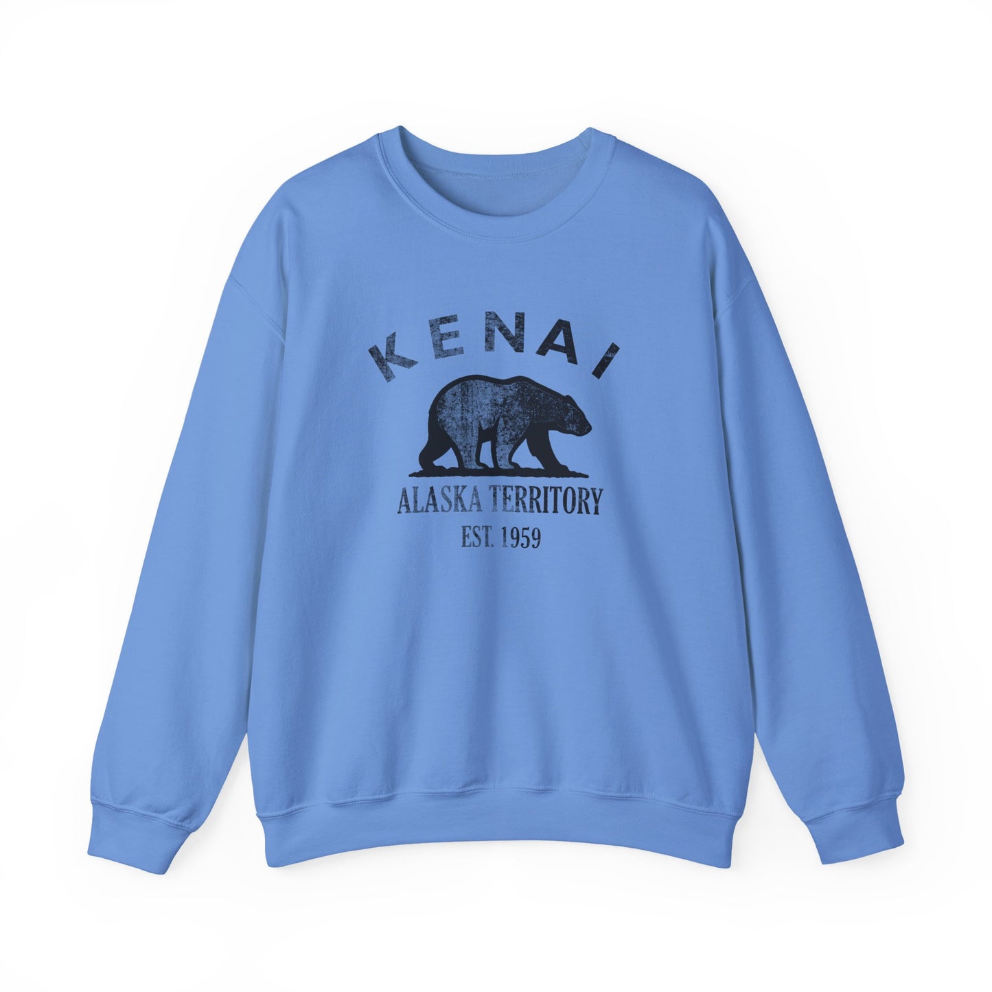 Kenai Alaska Vintage Retro Unisex Heavy Crewneck Sweatshirt - Black Logo