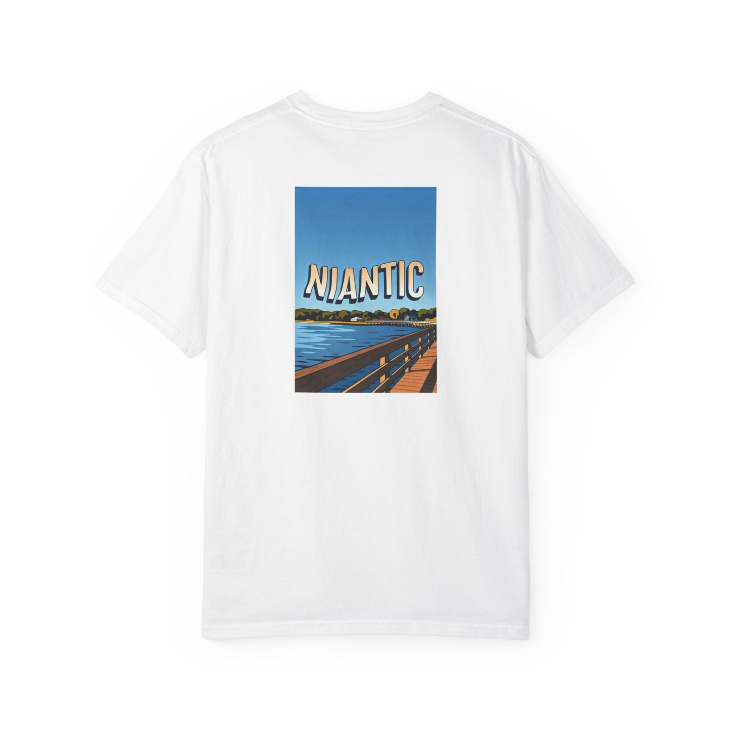 Niantic Connecticut Vintage Retro Back Printed Art Series Cotton Tee - Black Logo