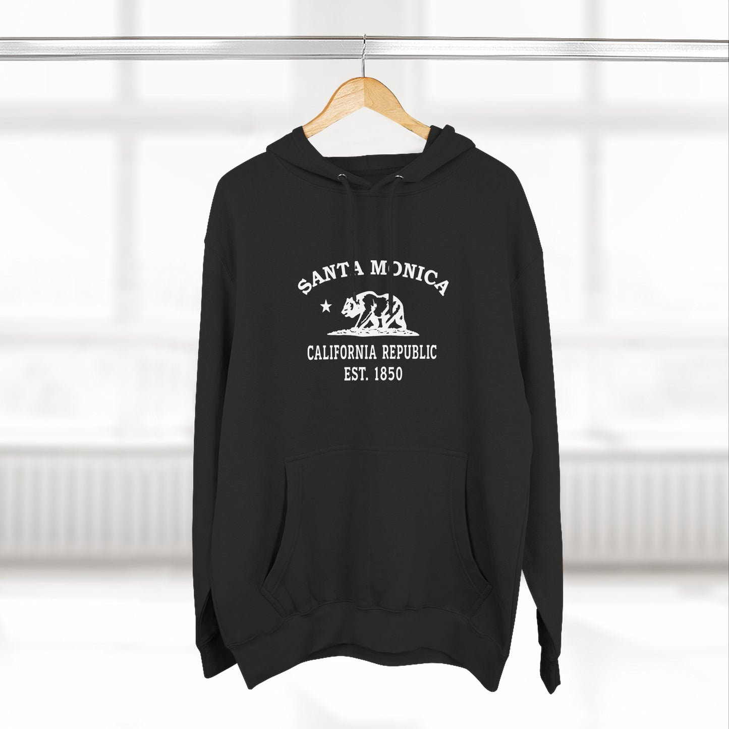 Santa Monica California Vintage Retro Unisex Heavy Cotton Hoodie - White Logo