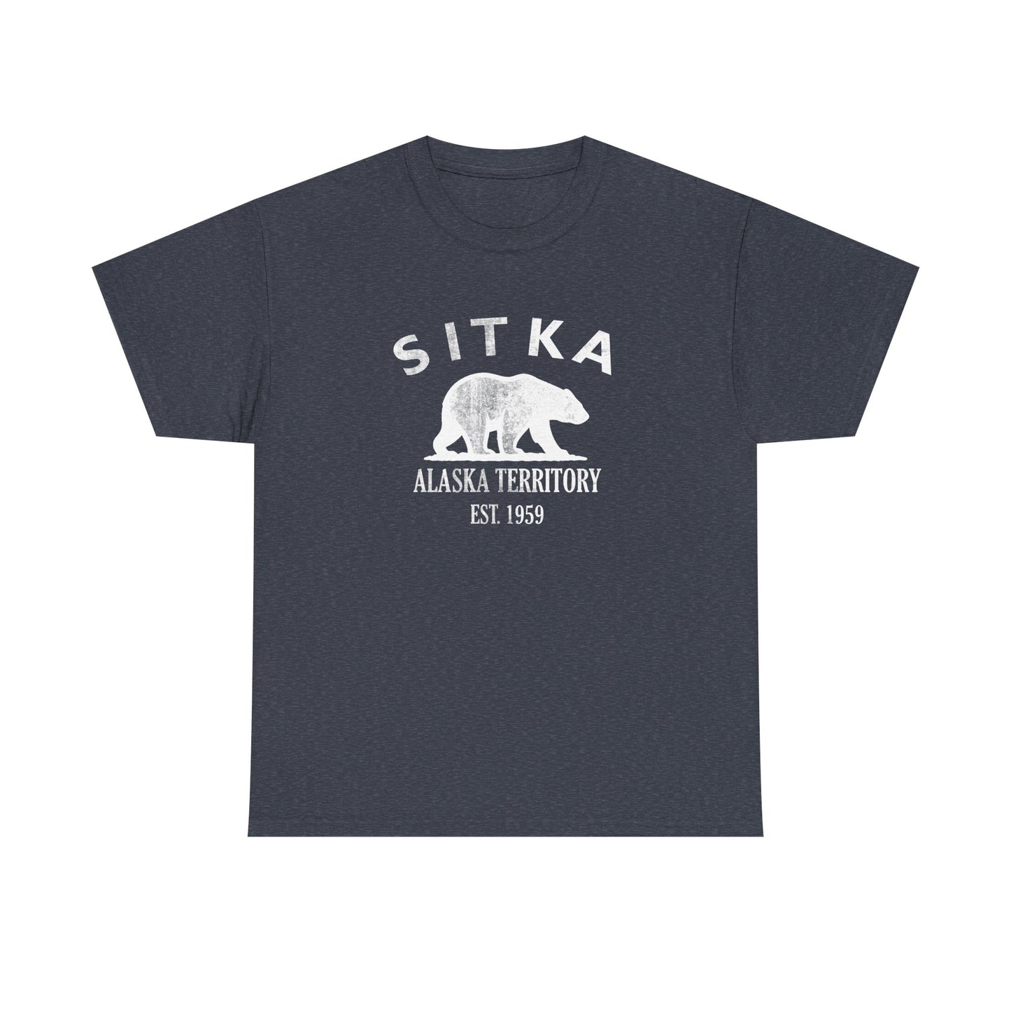 Sitka Alaska Vintage Retro Unisex Heavy Cotton Tee - White Logo