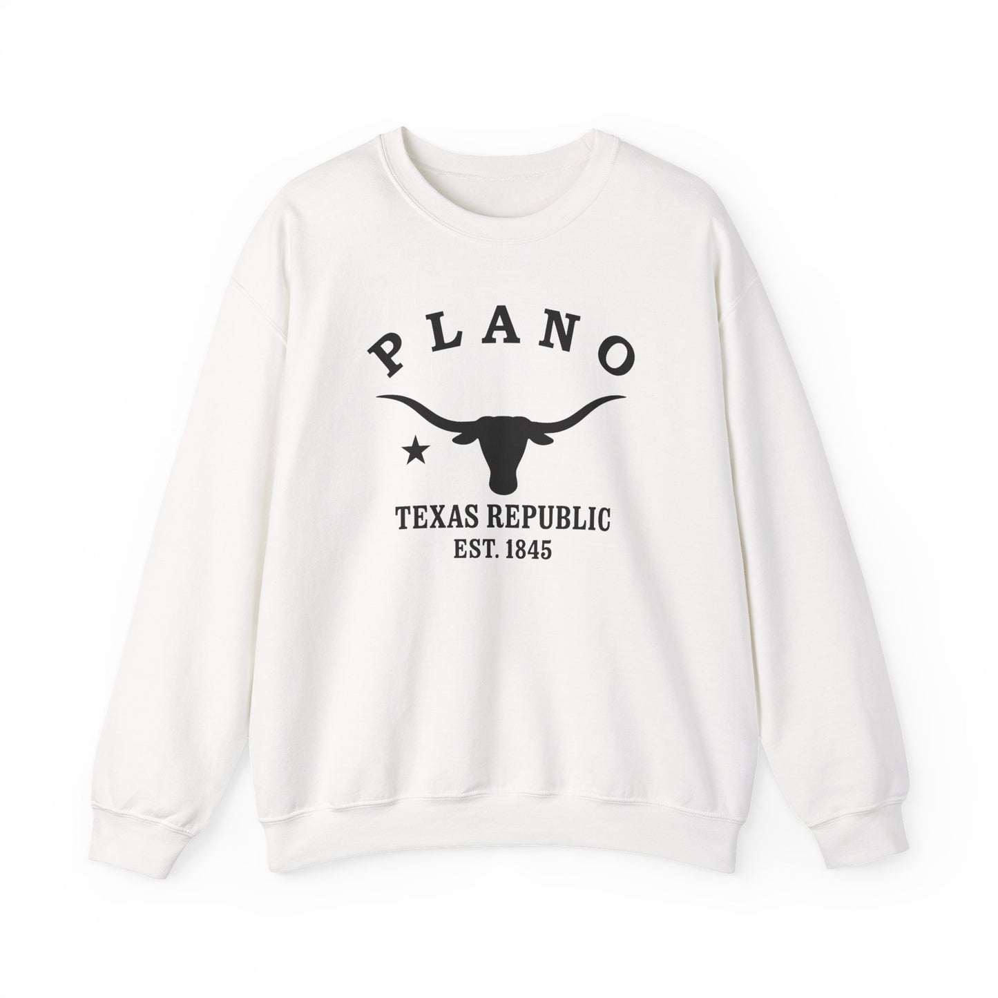 Plano Texas Vintage Retro Unisex Heavy Crewneck Sweatshirt - Black Logo