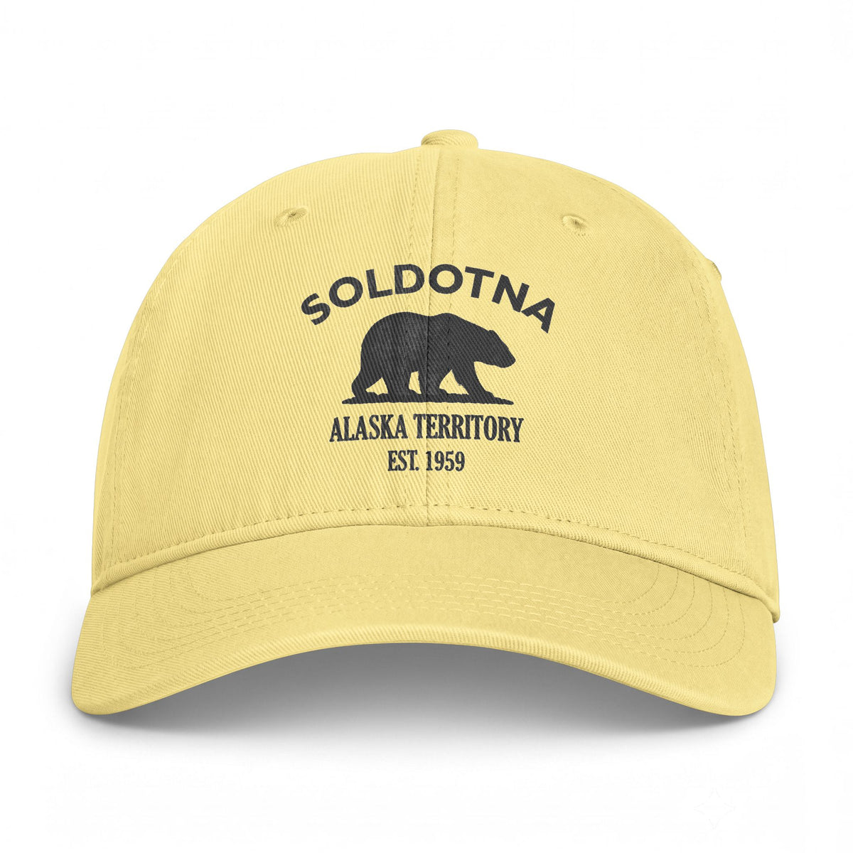 Soldotna Alaska Distressed Cotton Cap - Charcoal Print Logo