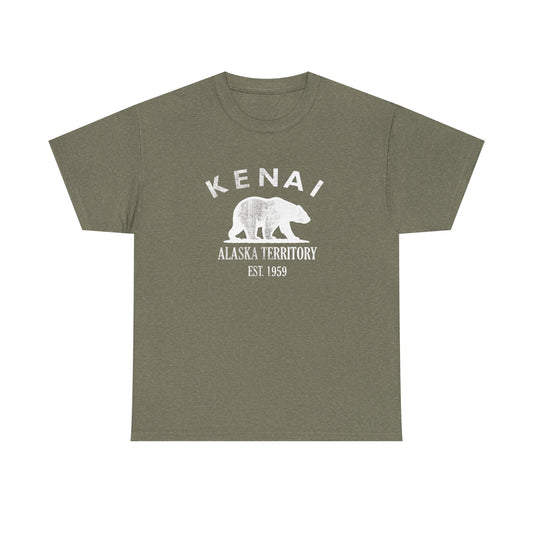 Kenai Alaska Vintage Retro Unisex Heavy Cotton Tee - White Logo