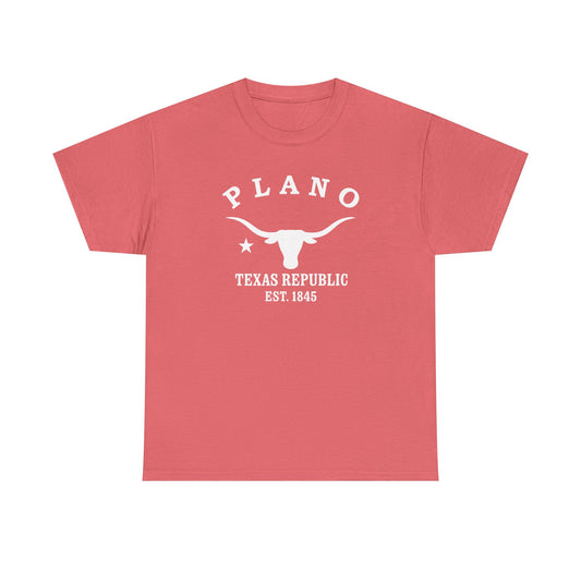 Plano Texas Vintage Retro Unisex Heavy Cotton Tee - White Logo