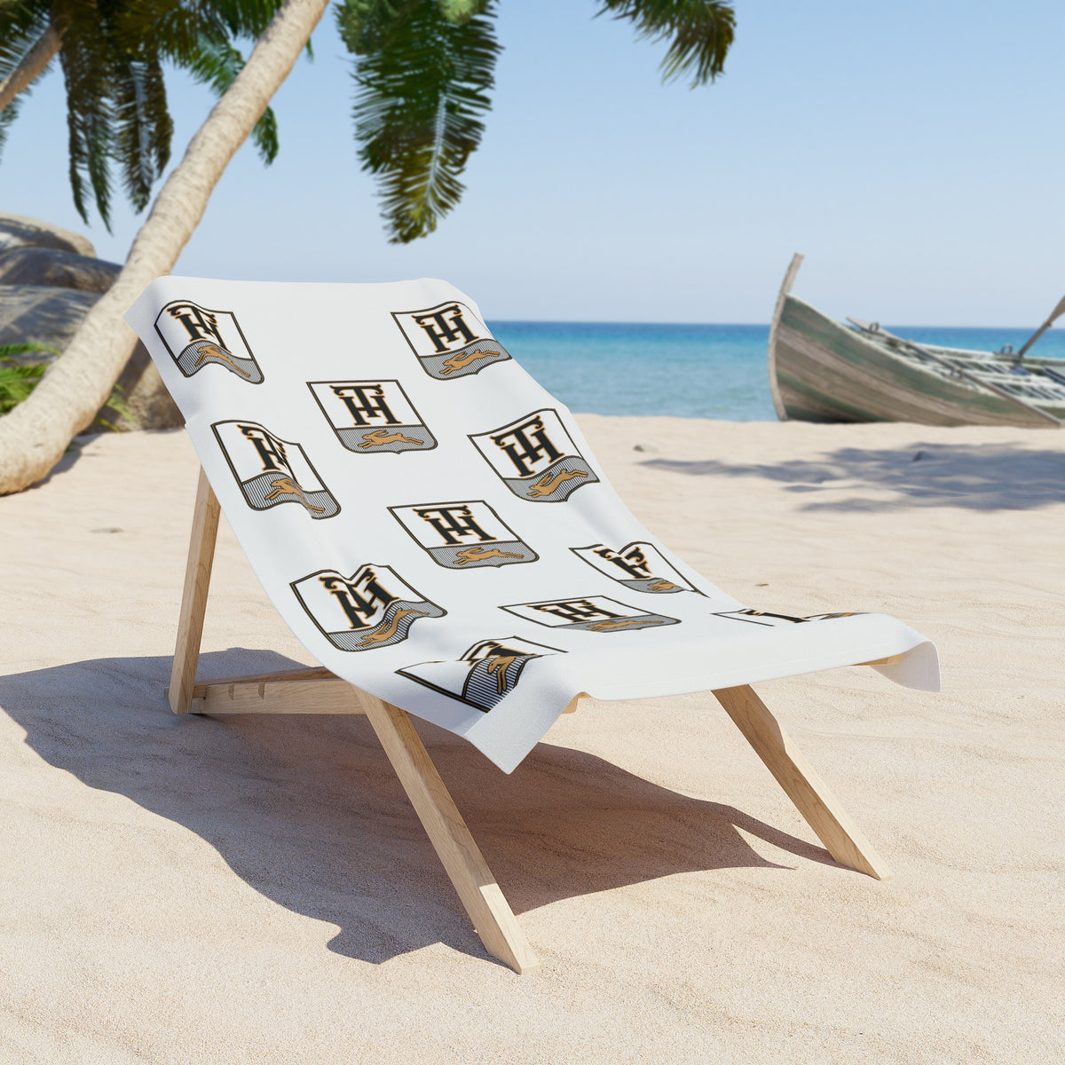 Alternative View of the Team Haas Crest Pattern Beach Towel