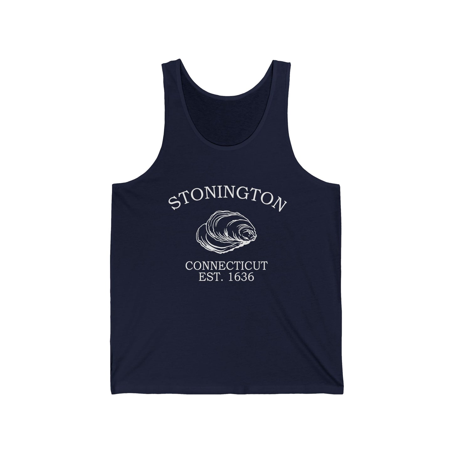 Stonington Connecticut Vintage Retro Unisex Cotton Jersey Tank Top - White Logo