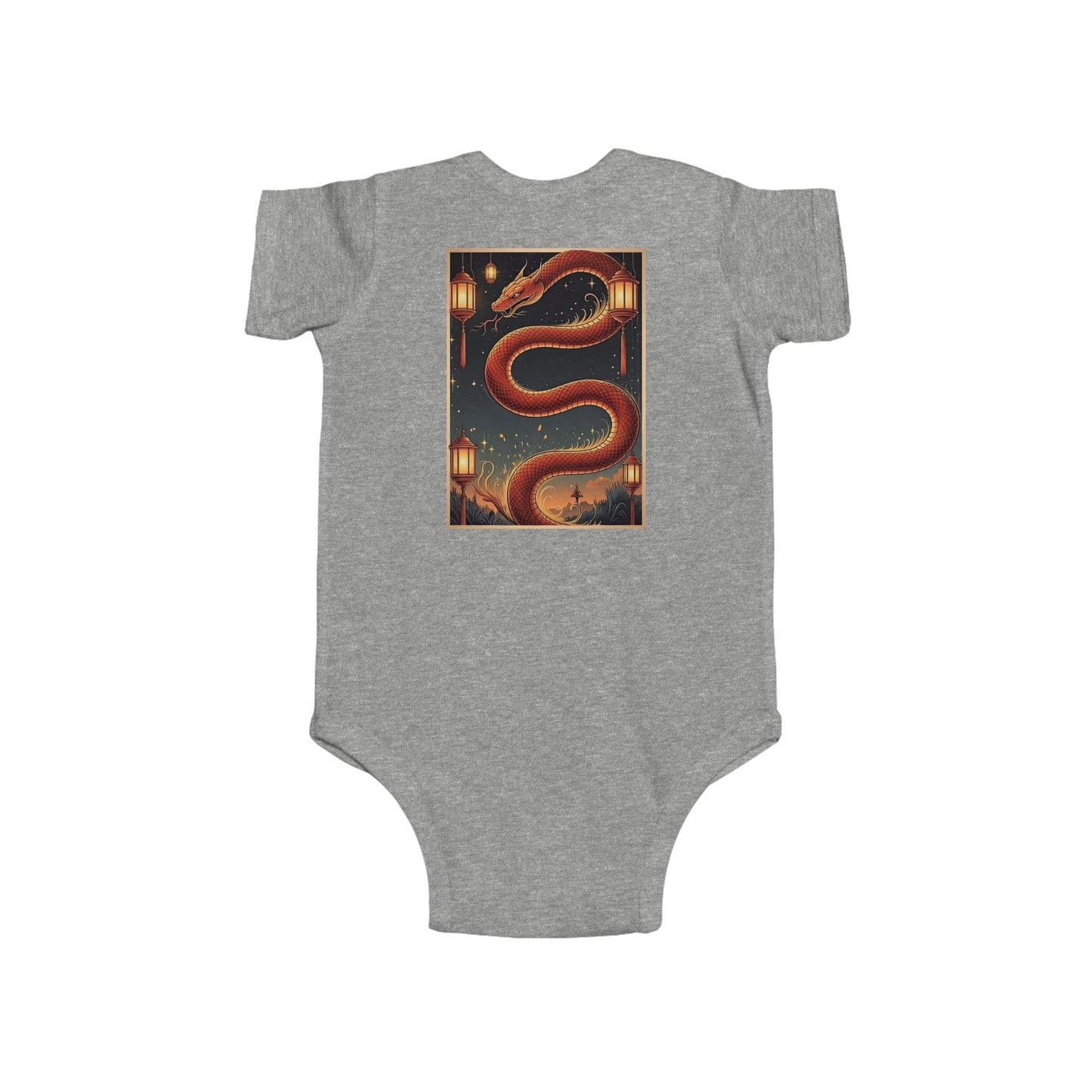 Zodiac Year of the Snake (2025+) Vintage Retro Art Series Cotton Jersey Baby Bodysuit - Combo Logo