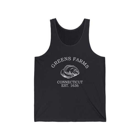 Greens Farms Connecticut Vintage Retro Unisex Cotton Jersey Tank Top - White Logo