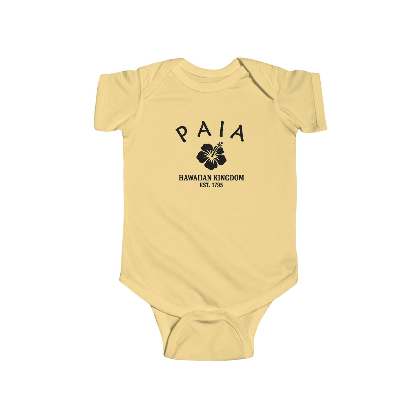 Paia Hawaii Cottton Jersey Baby Bodysuit - Black Logo