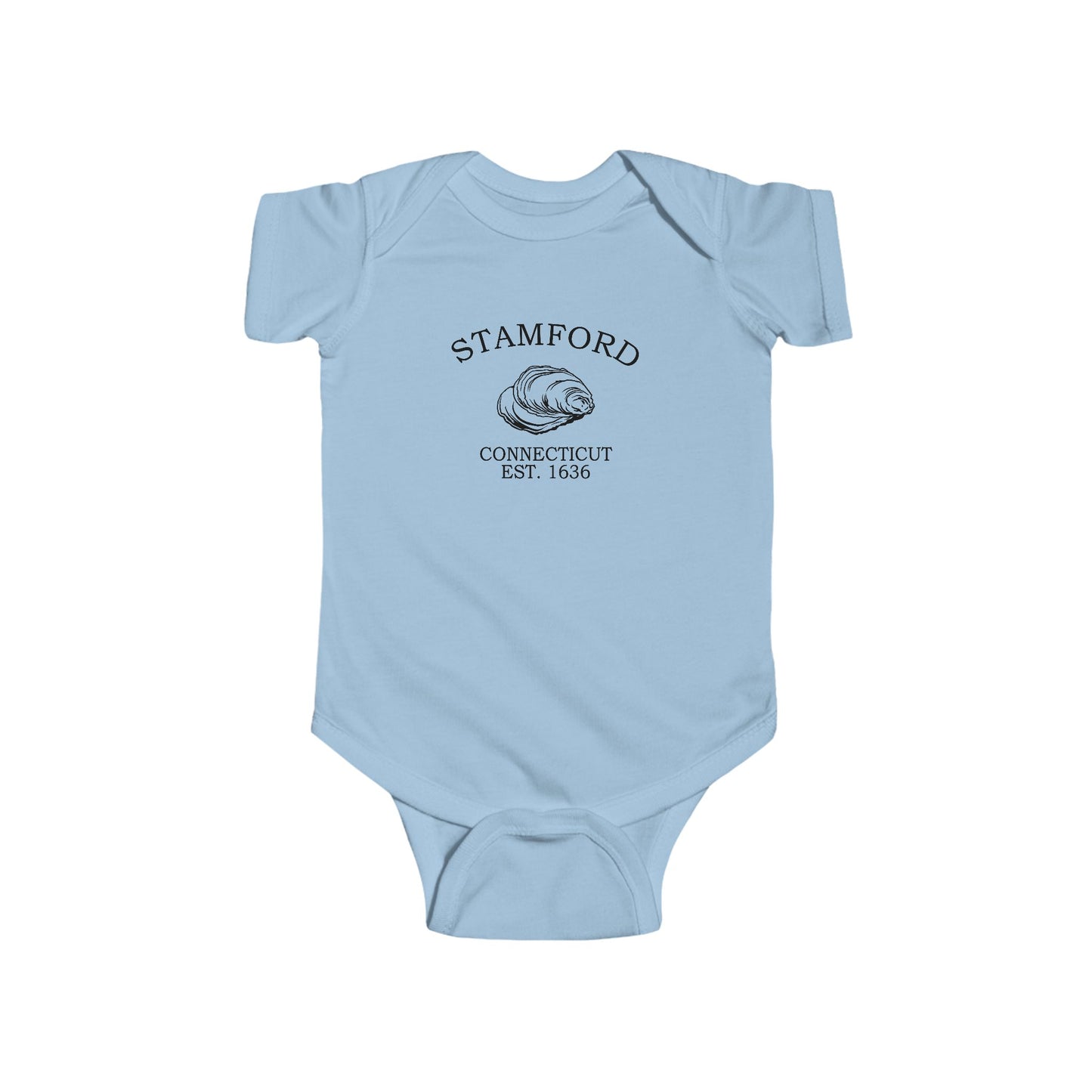 Stamford Connecticut Cotton Jersey Baby Bodysuit - Black Logo
