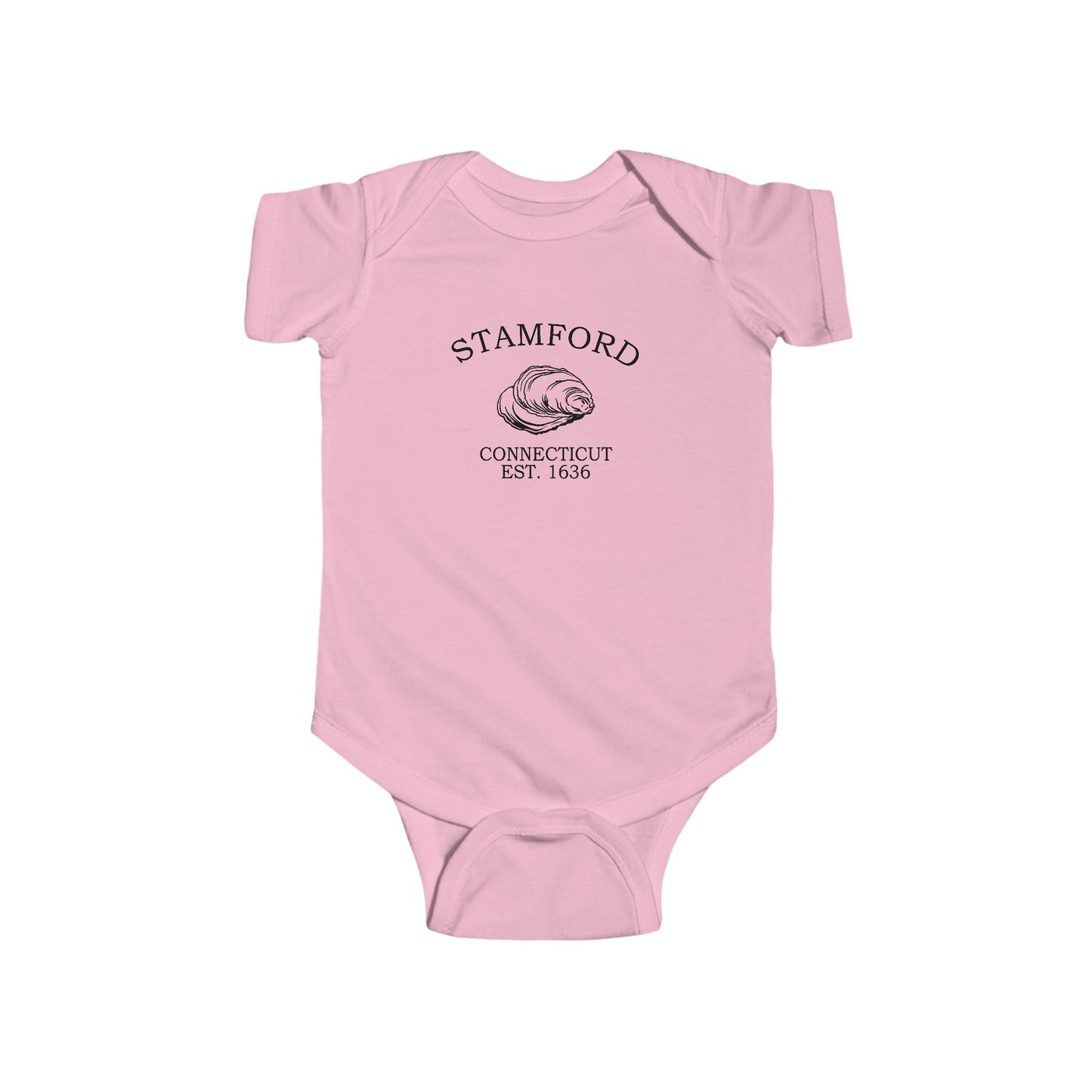 Stamford Connecticut Cotton Jersey Baby Bodysuit - Black Logo