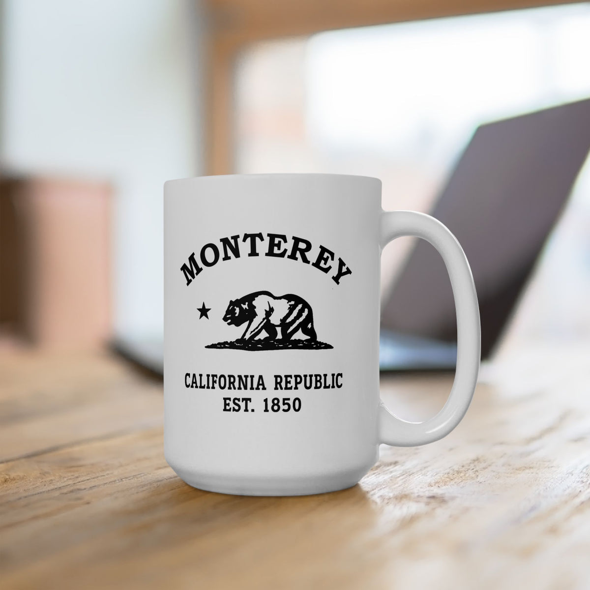 Monterey California Vintage Retro Ceramic Mug, Black Logo, Alternative View