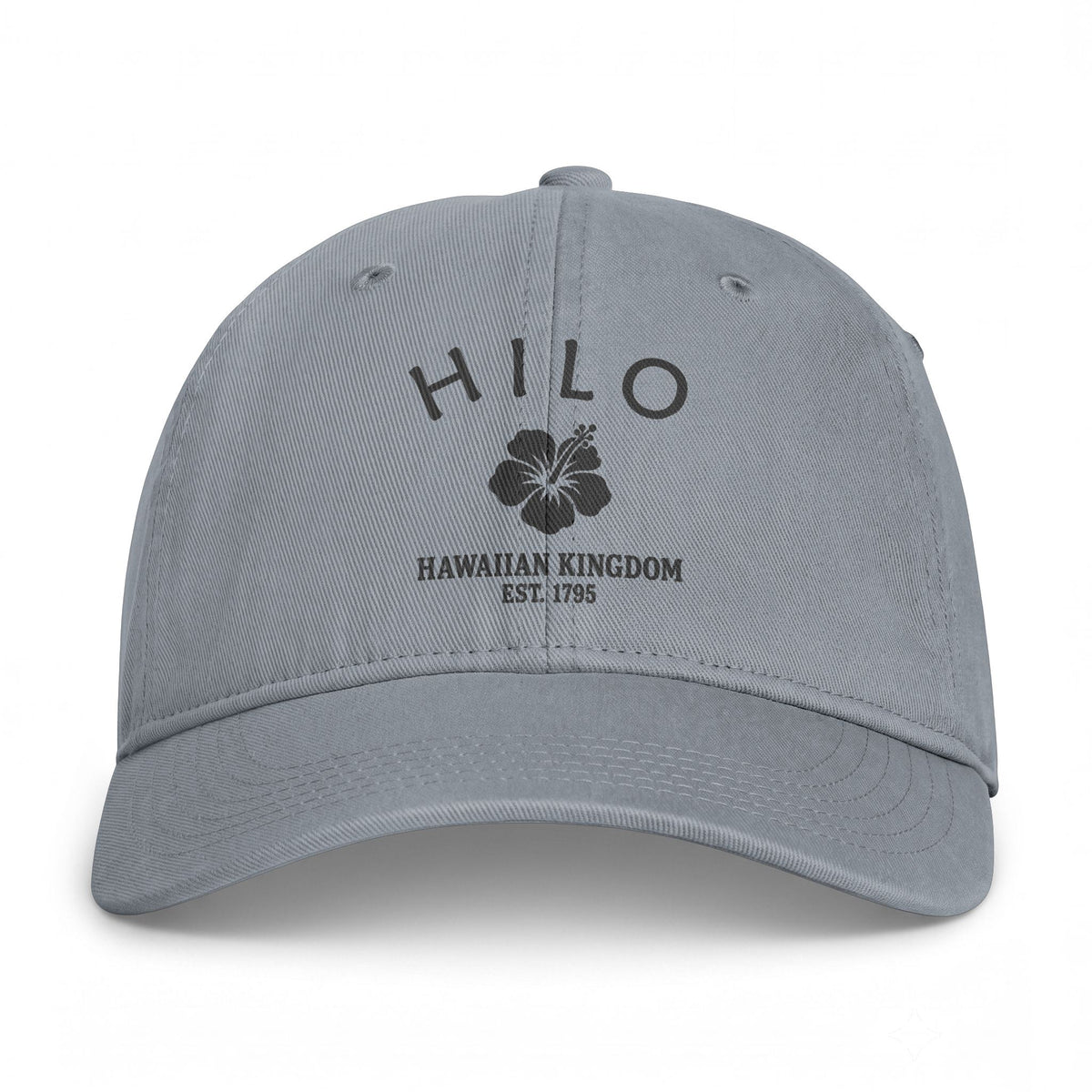 Hilo Hawaii Distressed Cotton Cap - Charcoal Print Logo