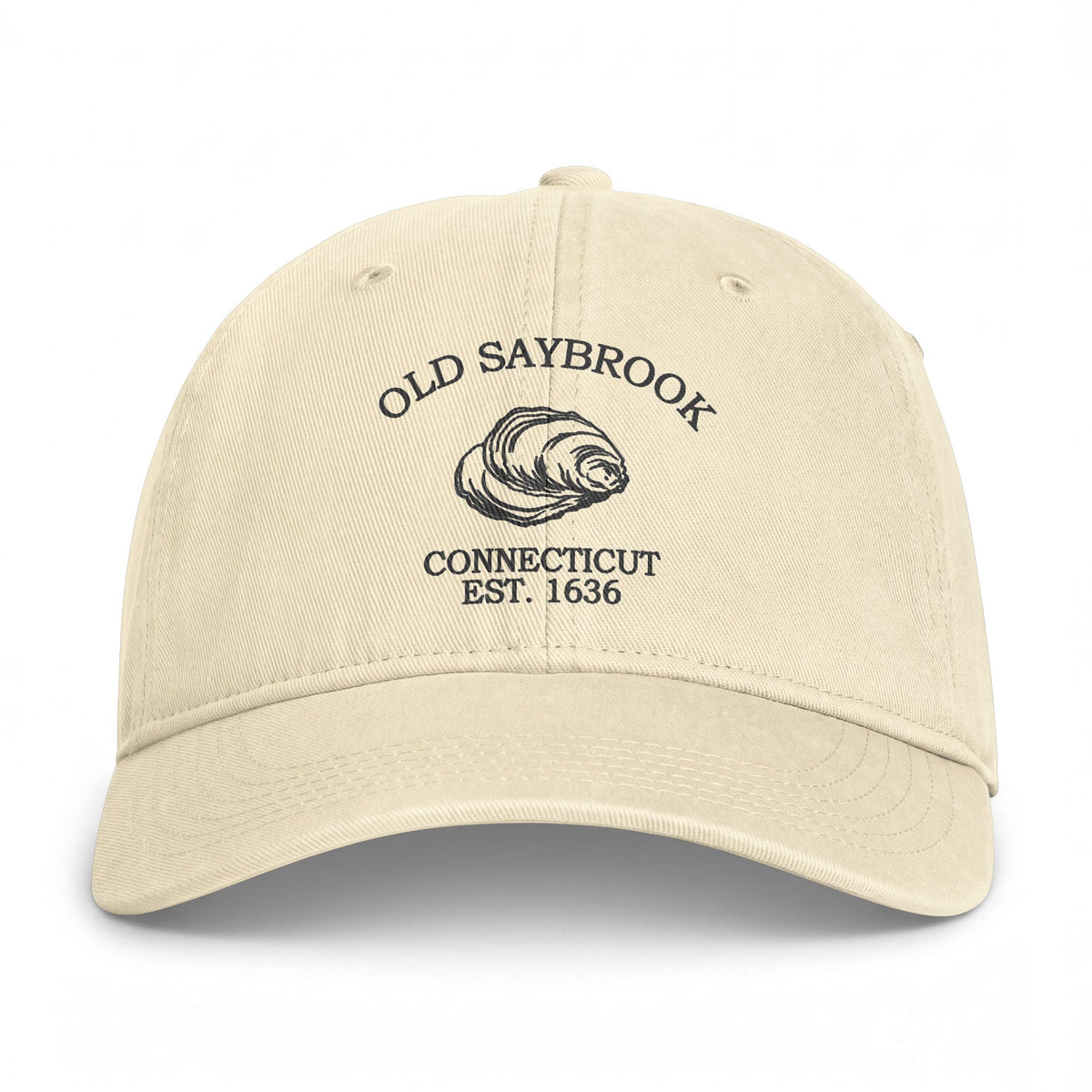 Old Saybrook Connecticut Distressed Cotton Cap - Charcoal Print Logo