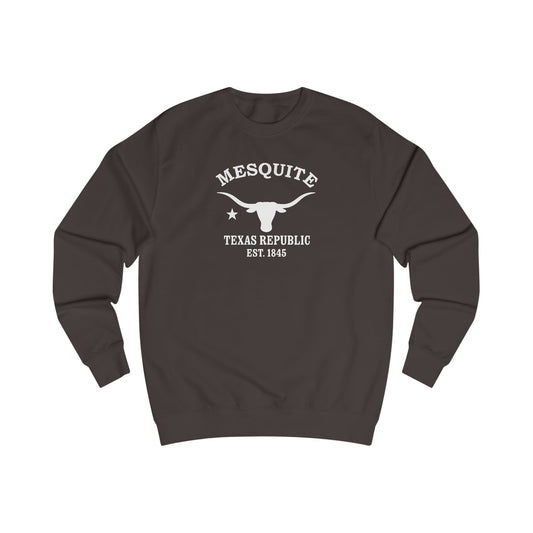 Mesquite Texas Vintage Retro Premium Crewneck Sweatshirt - White Logo - Bottle Green