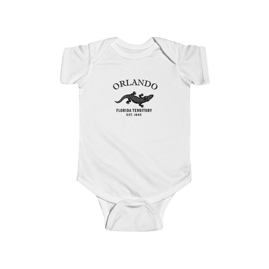 Orlando Florida Cottton Jersey Baby Bodysuit - Black Logo