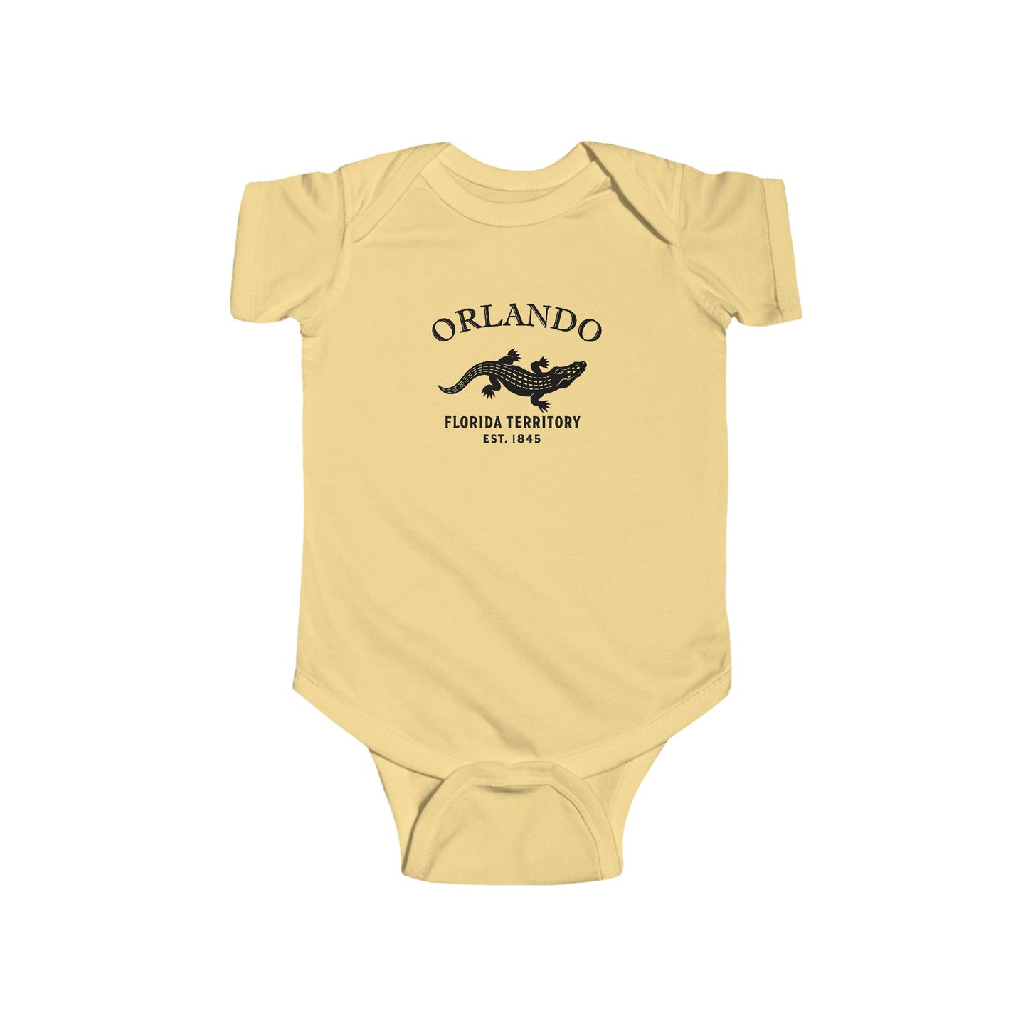 Orlando Florida Cottton Jersey Baby Bodysuit - Black Logo