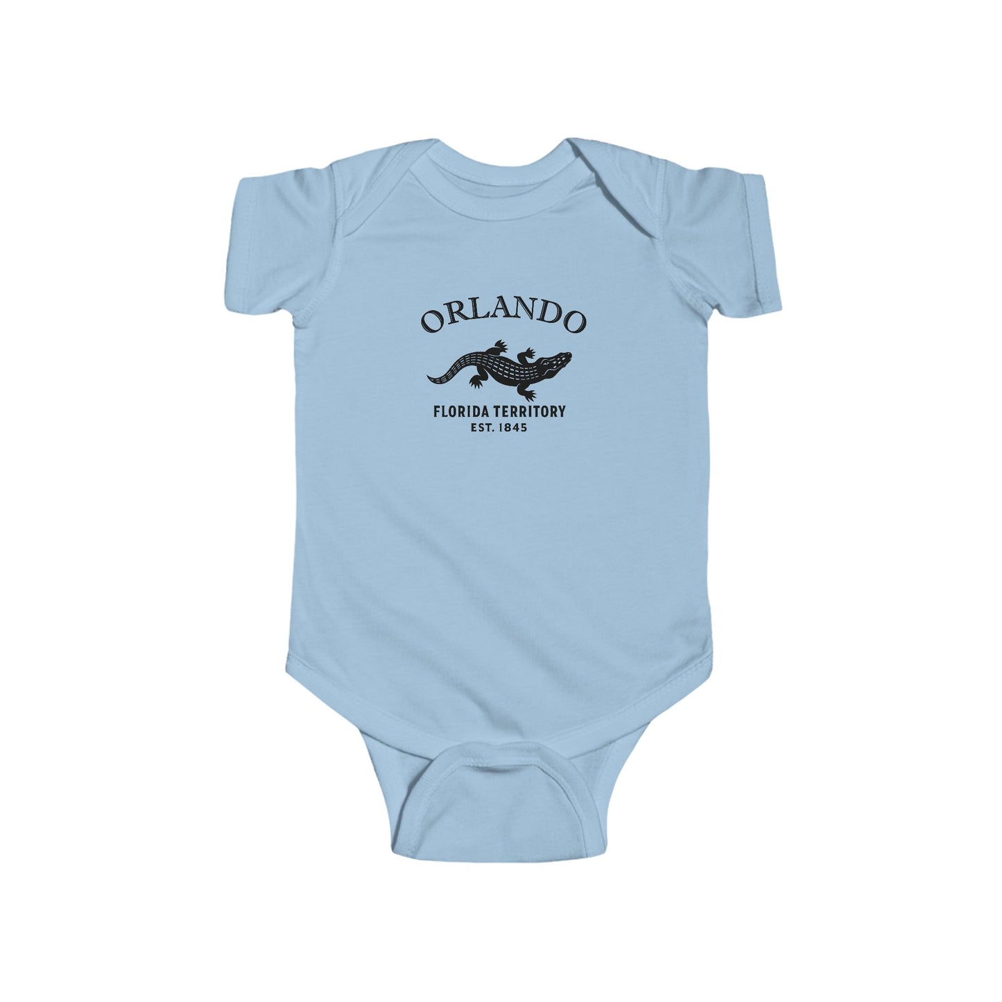 Orlando Florida Cottton Jersey Baby Bodysuit - Black Logo
